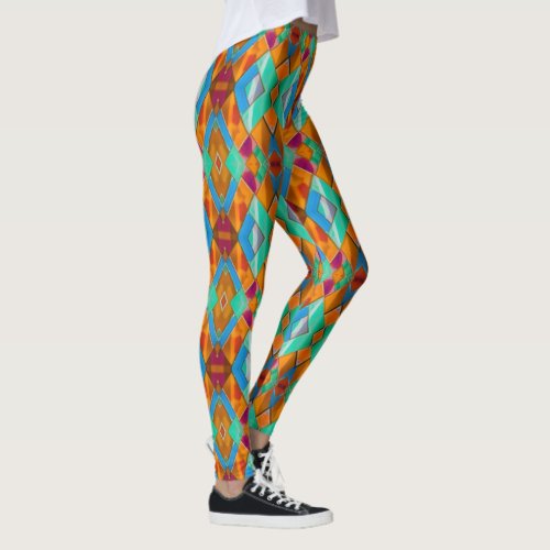 Snazzy Harlequin Diamonds _ Bright Bold Colorful Leggings