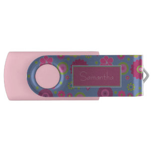 Snazzy Hippy Cute Flower Pattern Personalised Flash Drive