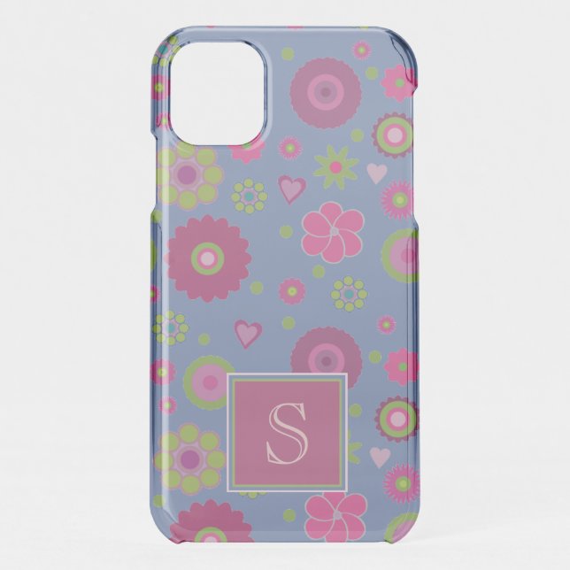 Snazzy Hippy Flower Pattern Monogram Uncommon iPhone Case (Back)