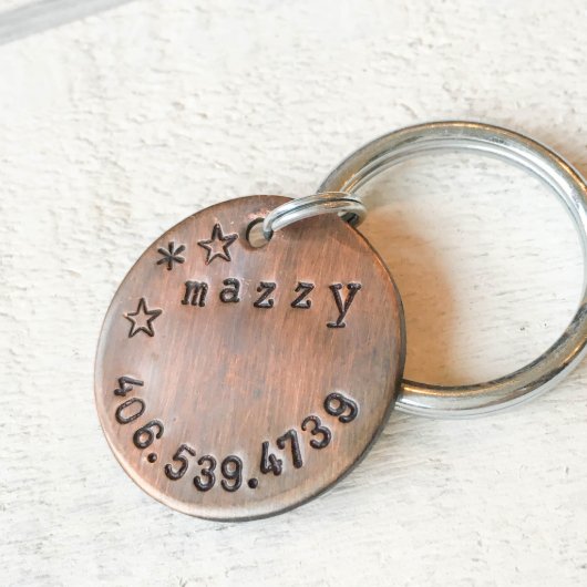 Snazzy Mazzy Oxodized Copper Pet ID Tag (Front)