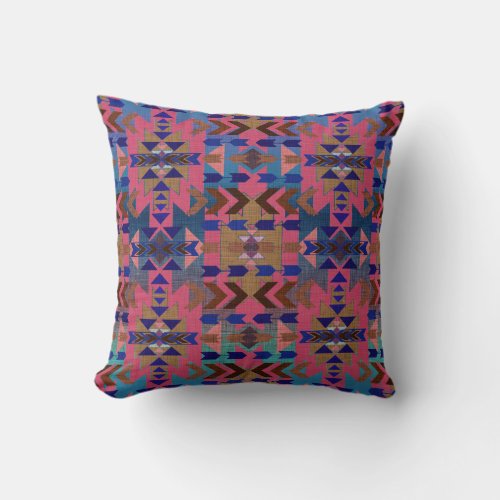 Snazzy Pink Southwestern Style Throw Pillow