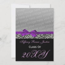 snazzy purple Graduation photo Invitation