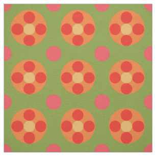 Snazzy Retro Red Field Poppies Pattern Fabric
