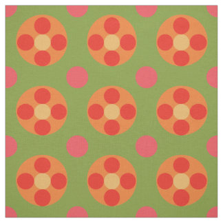 Snazzy Retro Red Field Poppies Pattern Fabric