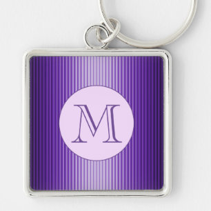 Snazzy Sophisticates Purple Glow Stripes Custom Keychain