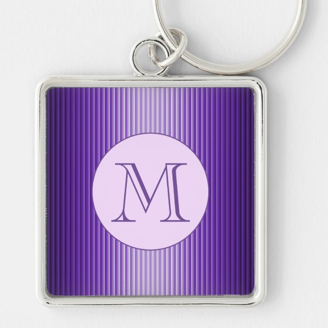 Snazzy Sophisticates Purple Glow Stripes Custom Keychain (Front)