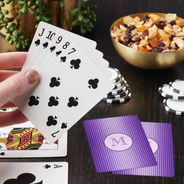 Snazzy Sophisticates Purple Stripes Custom Poker Cards (In Situ)