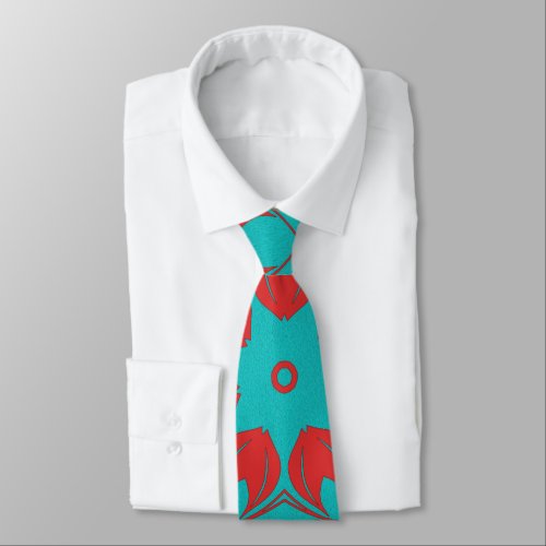 Snazzy Turquoise and Red Flourish Tie