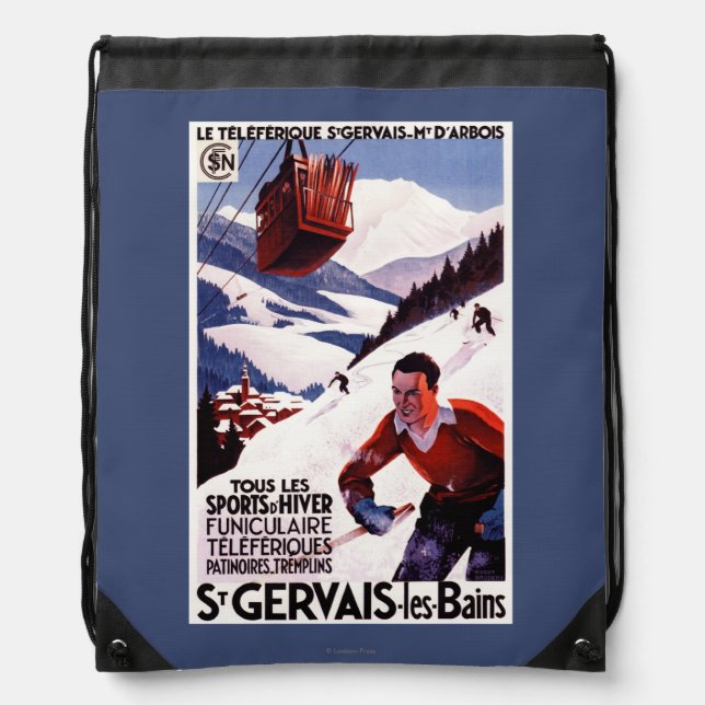 SNCF Railway Cable Car Promo Poster Drawstring Bag (Front)