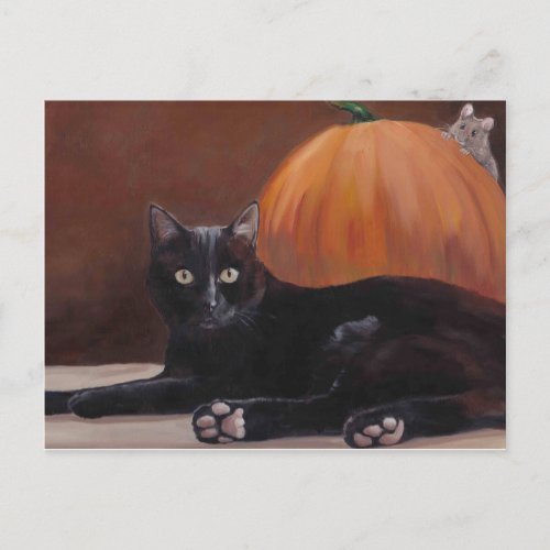 Sneak Peek black cat art postcard