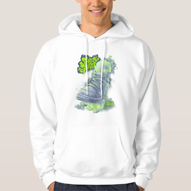 Sneak Skest Ghost Shoe – Neon Green Streetwear Art Hoodie (Front)