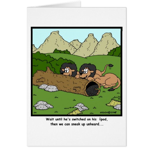 Sneak up unheard: Lion Cartoon Cards (Front)