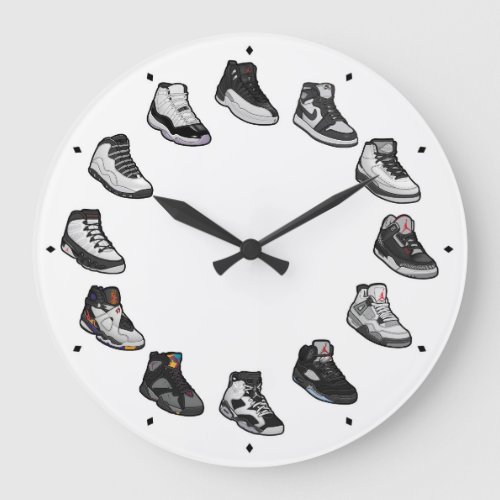 Sneaker Acrylic Wall Clock Black  White