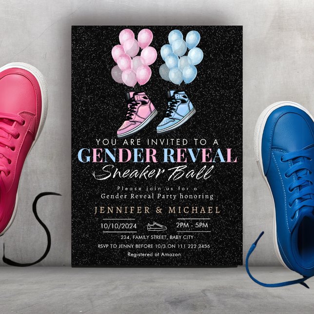 Sneaker Ball Gender Reveal Blue or Pink Invitation (Sneaker Ball Gender Reveal Blue or Pink Invitation)
