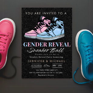 Sneaker Ball Gender Reveal Blue or Pink Invitation
