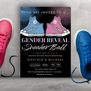 Sneaker Ball Gender Reveal Blue or Pink Invitation