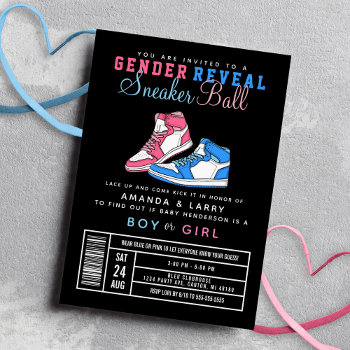 Sneaker Ball Gender Reveal Blue Or Pink Sneaker Invitation by DBDM_Creations at Zazzle