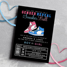 Sneaker Ball Gender Reveal Blue Or Pink Sneaker Invitation at Zazzle