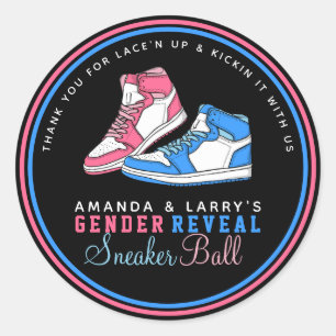 Sneaker Ball Gender Reveal Classic Round Sticker