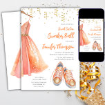 Sneaker Ball Sweet 16 Peach and Gold Glitter  Invitation<br><div class="desc">Celebrate the Sneaker Ball 16th Birthday in style with our exclusive Peach and Gold Glitter stationery collection. Perfectly capturing the essence of a glamorous sneaker-themed party, each piece adds a touch of sparkle and sophistication to your special day. Make your 16th birthday unforgettable with our Peach and Gold Glitter stationery....</div>