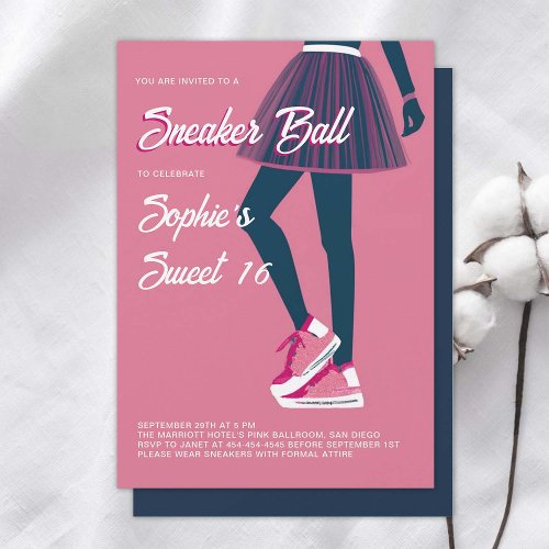 Sneaker Ball Vintage Poster Pink Black Sweet 16 Invitation