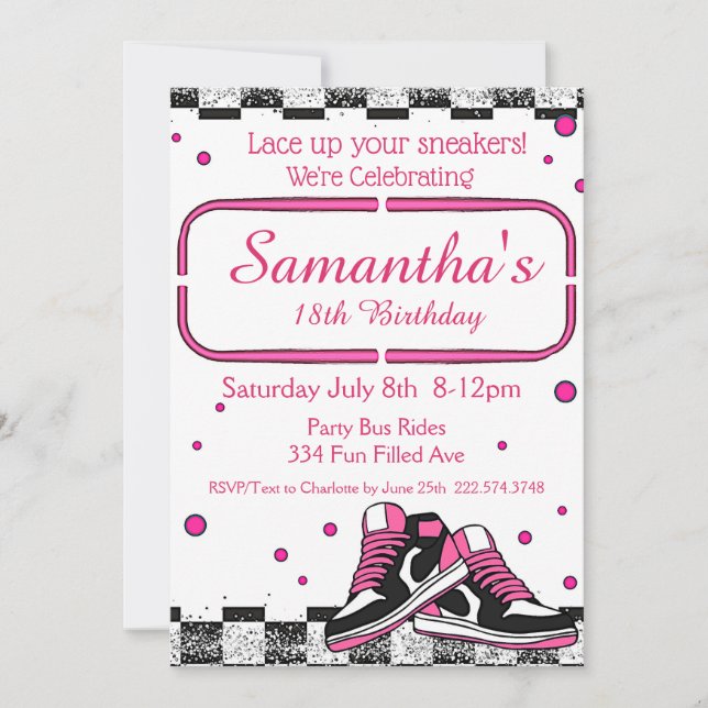 Sneaker Birthday, Glitter Invitation (Front)