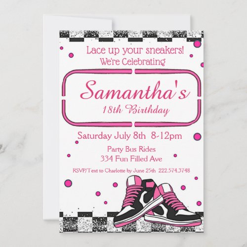 Sneaker Birthday Glitter Invitation