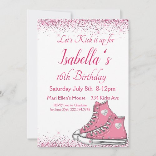 Sneaker Birthday Glitter Sweet 16 Invitation