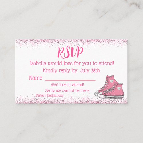 Sneaker Birthday Glitter Sweet 16 RSVP  Business Card