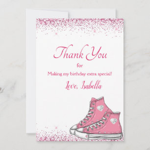 Sneaker Birthday, Glitter Sweet 16 Thank You Card