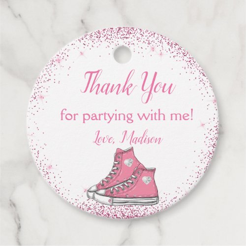 Sneaker Birthday Glitter Sweet 16 Thank You Favor Tags