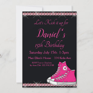 Sneaker Birthday, Pink Bling Invitation