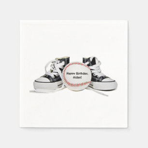 sneakers and baseball for boy's birthday party napkins