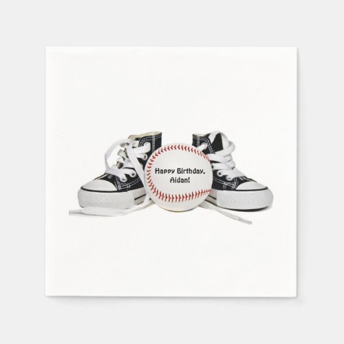 sneakers and baseball for boys birthday party napkins