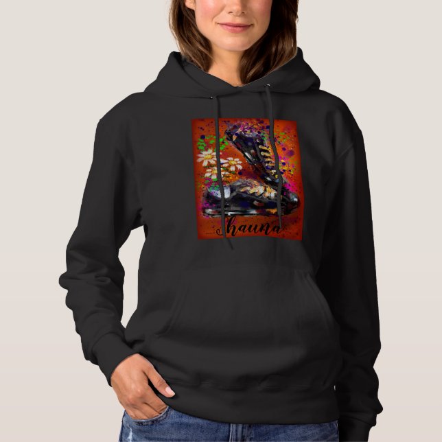 Sneakers and Daisies Impressionistic Orange White Hoodie (Front)