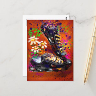 Sneakers and Daisies Impressionistic Orange White Postcard