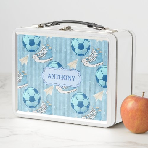 Sneakers and  Football Back to School Metal Lunch Box