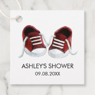 Sneakers Baby Shower Gift Tags, Red Shoes Favor Tags