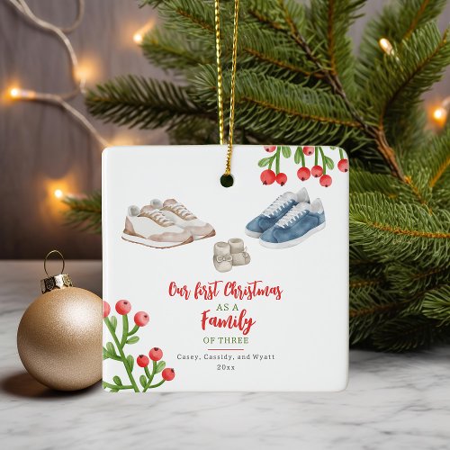 Sneakers Babys First Christmas Ceramic Ornament