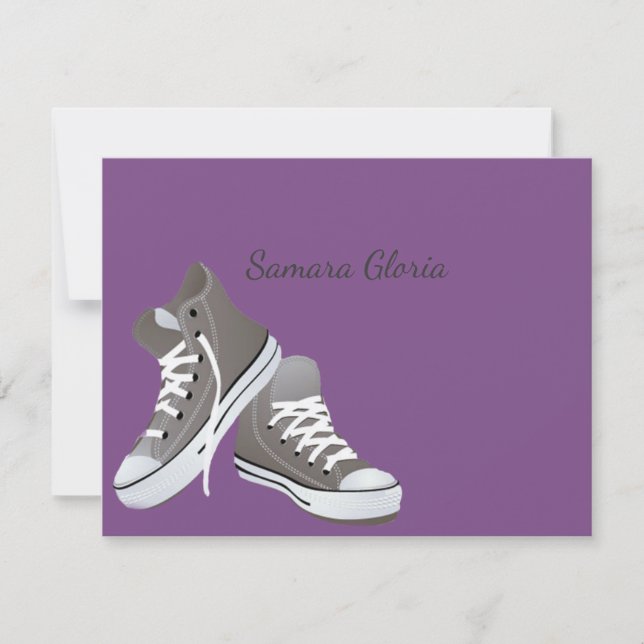 Sneakers Bat Mitzvah Thank You Note Card (Front)