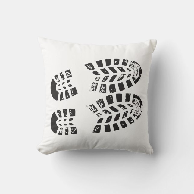 Sneakers Black & White Imprint Throw Pillow (Front)
