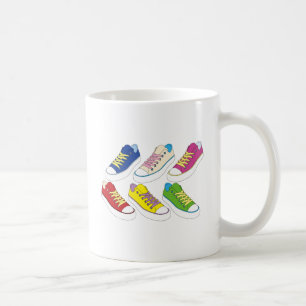 Sneakers drawing, colorful running shoes coffee mug