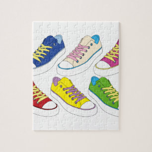 Sneakers drawing, colorful running shoes jigsaw puzzle