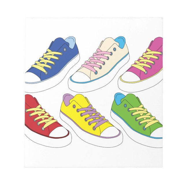 Sneakers drawing, colorful running shoes notepad (Front)