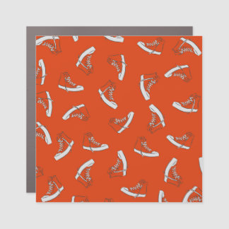 Sneakers Red: Vintage Seamless Print Car Magnet