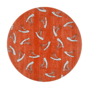 Sneakers Red: Vintage Seamless Print Cutting Board