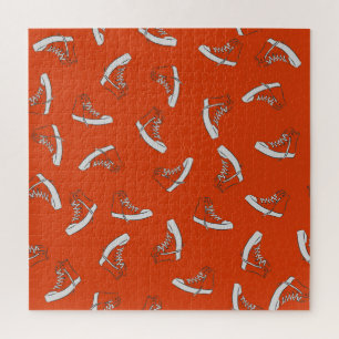 Sneakers Red: Vintage Seamless Print Jigsaw Puzzle