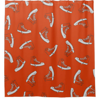 Sneakers Red: Vintage Seamless Print Shower Curtain