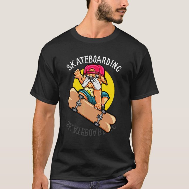 Sneakers Skating Pug Dog Skateboard Streetwear Hip T-Shirt (Front)