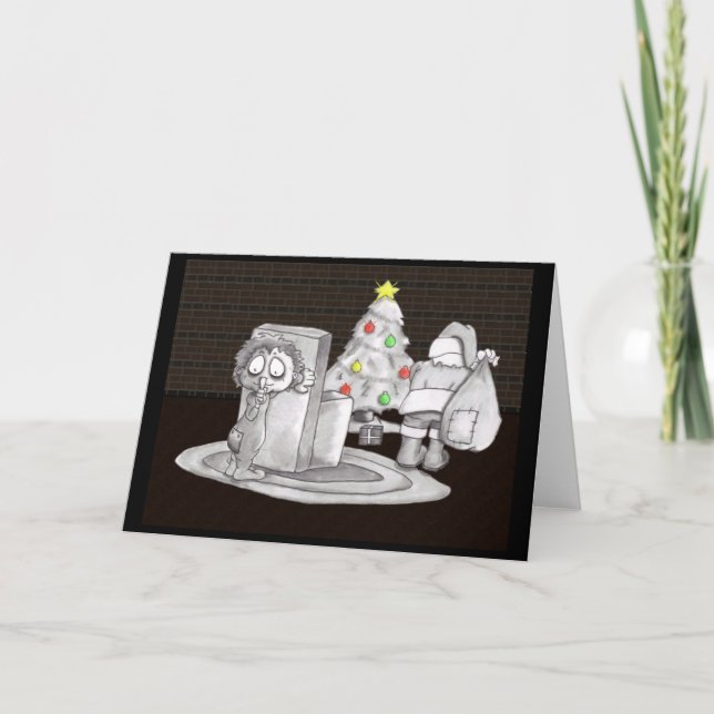 Sneakin up on Santa Holiday Card (Front)